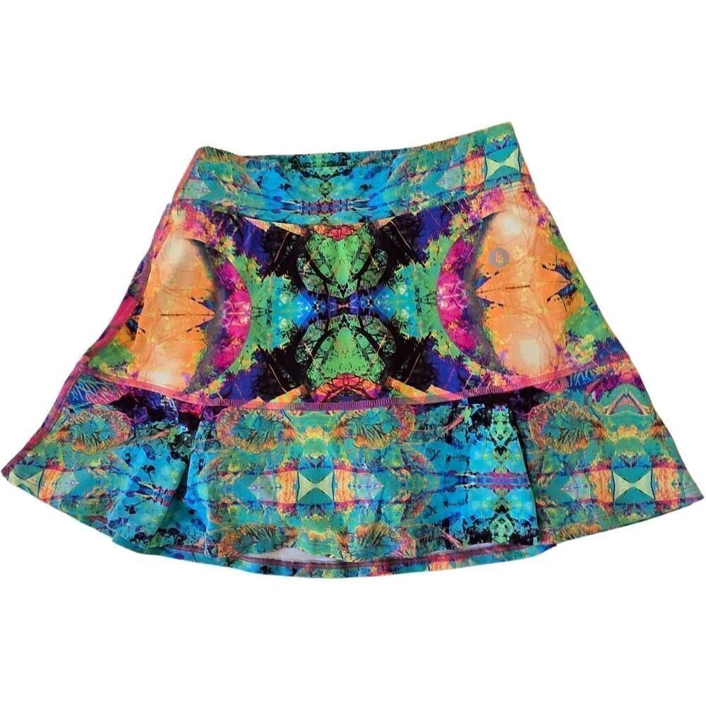 Dona Jo Womens Pink Turquoise Abstract JoJo Fly Skort Size Small